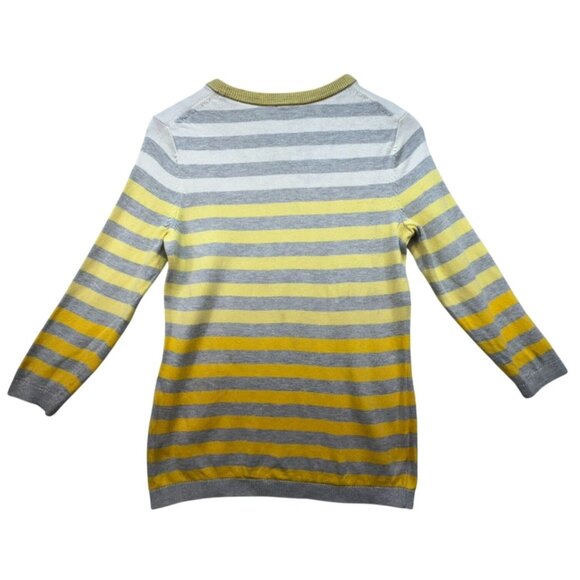 Talbots Womens Petite Striped Knit Sweater SP Yellow & Gray Casual - Picture 8 of 10